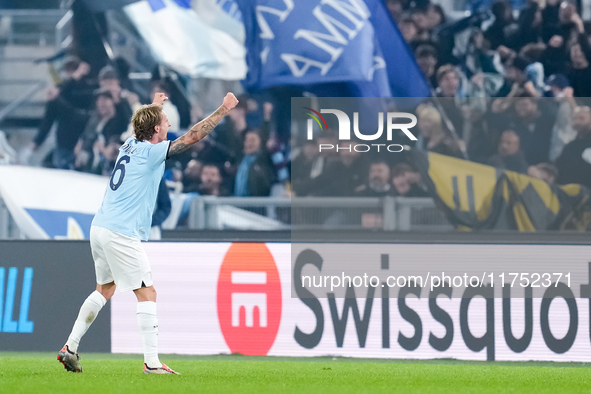 Nicolo' Rovella of SS Lazio celebrates the victory at the end of the UEFA Europa League 2024/25 League Phase MD4 match between SS Lazio and...