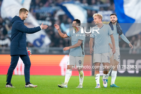 Pedro of SS Lazio celebrates the victory at the end of the UEFA Europa League 2024/25 League Phase MD4 match between SS Lazio and FC Porto a...