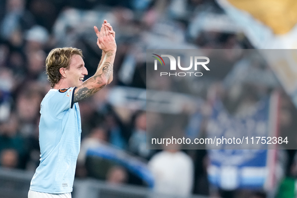 Nicolo' Rovella of SS Lazio celebrates the victory at the end of the UEFA Europa League 2024/25 League Phase MD4 match between SS Lazio and...