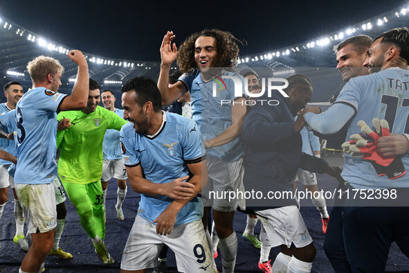 The S.S. Lazio team stands at the end of the UEFA Europa League 2024/25 League Phase MD4 match between S.S. Lazio and F.C. Porto at Olympic...