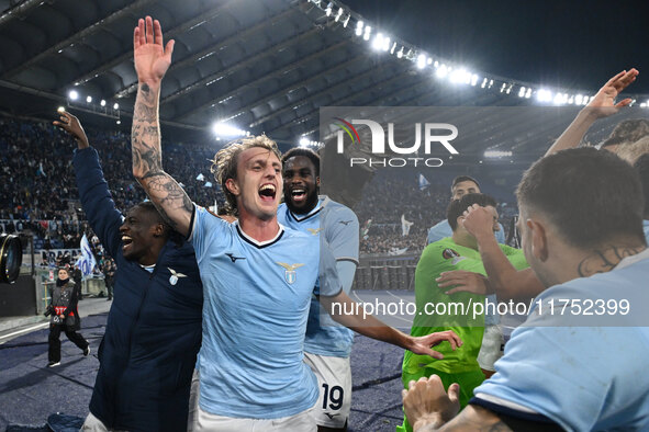 The S.S. Lazio team stands at the end of the UEFA Europa League 2024/25 League Phase MD4 match between S.S. Lazio and F.C. Porto at Olympic...