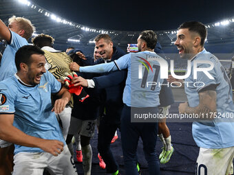 The S.S. Lazio team stands at the end of the UEFA Europa League 2024/25 League Phase MD4 match between S.S. Lazio and F.C. Porto at Olympic...