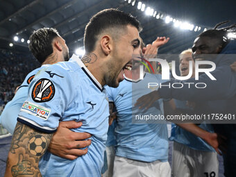 The S.S. Lazio team stands at the end of the UEFA Europa League 2024/25 League Phase MD4 match between S.S. Lazio and F.C. Porto at Olympic...