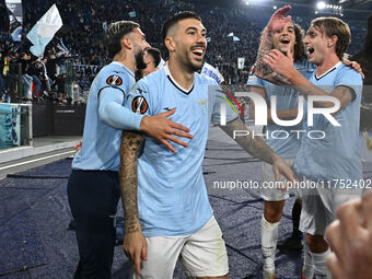 The S.S. Lazio team stands at the end of the UEFA Europa League 2024/25 League Phase MD4 match between S.S. Lazio and F.C. Porto at Olympic...