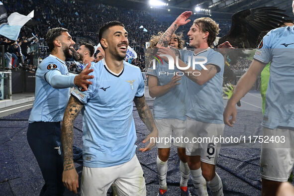 The S.S. Lazio team stands at the end of the UEFA Europa League 2024/25 League Phase MD4 match between S.S. Lazio and F.C. Porto at Olympic...