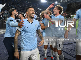 The S.S. Lazio team stands at the end of the UEFA Europa League 2024/25 League Phase MD4 match between S.S. Lazio and F.C. Porto at Olympic...