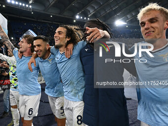 The S.S. Lazio team stands at the end of the UEFA Europa League 2024/25 League Phase MD4 match between S.S. Lazio and F.C. Porto at Olympic...