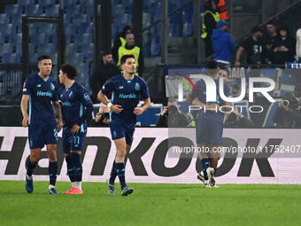 Stephen Eustaquio of F.C. Porto celebrates after scoring the goal to make it 1-1 during the UEFA Europa League 2024/25 League Phase MD4 matc...