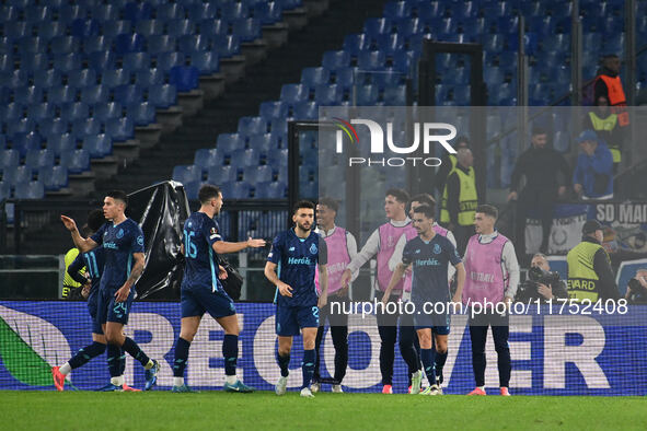 Stephen Eustaquio of F.C. Porto celebrates after scoring the goal to make it 1-1 during the UEFA Europa League 2024/25 League Phase MD4 matc...