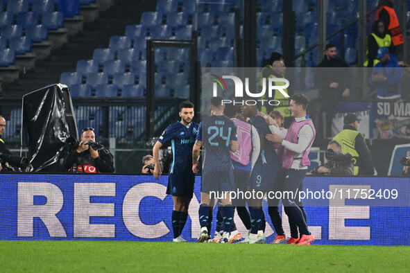 Stephen Eustaquio of F.C. Porto celebrates after scoring the goal to make it 1-1 during the UEFA Europa League 2024/25 League Phase MD4 matc...