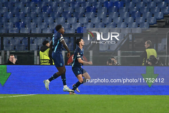 Stephen Eustaquio of F.C. Porto celebrates after scoring the goal to make it 1-1 during the UEFA Europa League 2024/25 League Phase MD4 matc...