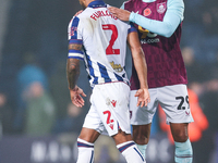 #2, Darnell Furlong of WBA and #29, Josh Laurent of Burnley participate in the Sky Bet Championship match between West Bromwich Albion and B...