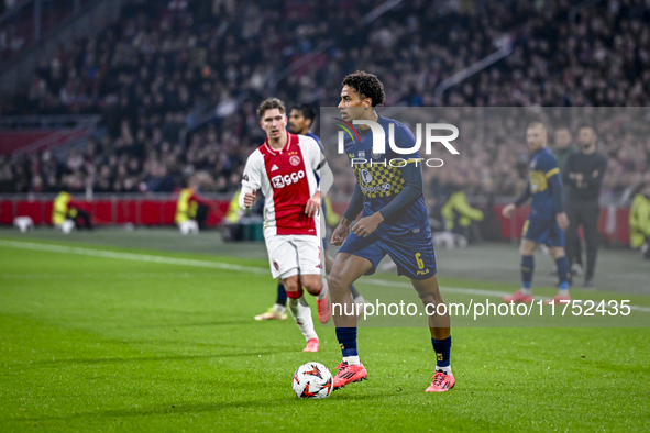 Maccabi Tel Aviv defender Tyrese Asante plays during the match between Ajax and Maccabi Tel Aviv at the Johan Cruijff ArenA for the UEFA Eur...