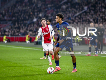 Maccabi Tel Aviv defender Tyrese Asante plays during the match between Ajax and Maccabi Tel Aviv at the Johan Cruijff ArenA for the UEFA Eur...