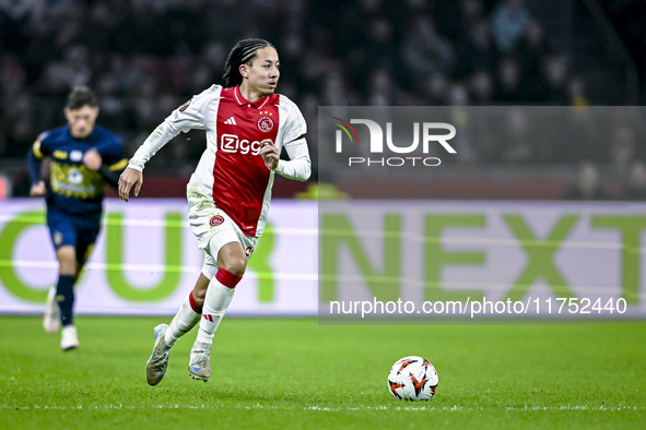 AFC Ajax Amsterdam midfielder Kian Fitz-Jim plays during the match between Ajax and Maccabi Tel Aviv at the Johan Cruijff ArenA for the UEFA...