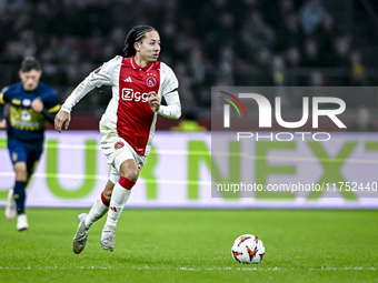 AFC Ajax Amsterdam midfielder Kian Fitz-Jim plays during the match between Ajax and Maccabi Tel Aviv at the Johan Cruijff ArenA for the UEFA...