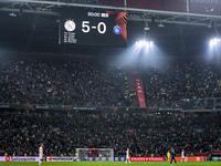 The final score appears on the board during the match between Ajax and Maccabi Tel Aviv at the Johan Cruijff ArenA for the UEFA Europa Leagu...