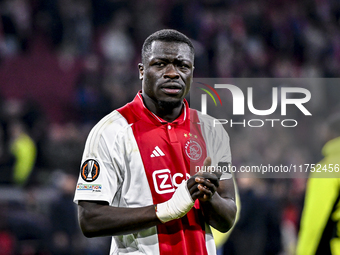 AFC Ajax Amsterdam forward Brian Brobbey plays during the match between Ajax and Maccabi Tel Aviv at the Johan Cruijff ArenA for the UEFA Eu...