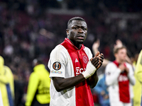 AFC Ajax Amsterdam forward Brian Brobbey plays during the match between Ajax and Maccabi Tel Aviv at the Johan Cruijff ArenA for the UEFA Eu...