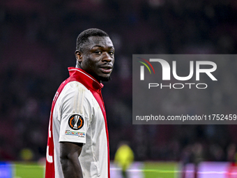 AFC Ajax Amsterdam forward Brian Brobbey plays during the match between Ajax and Maccabi Tel Aviv at the Johan Cruijff ArenA for the UEFA Eu...