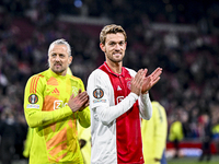 AFC Ajax Amsterdam goalkeeper Remko Pasveer and AFC Ajax Amsterdam defender Daniele Rugani participate in the match between Ajax and Maccabi...