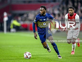 Maccabi Tel Aviv midfielder Issouf Sissokho plays during the match between Ajax and Maccabi Tel Aviv at the Johan Cruijff ArenA for the UEFA...