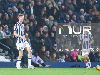 Number 14, Torbjorn Heggem of WBA, passes the ball during the Sky Bet Championship match between West Bromwich Albion and Burnley at The Haw...