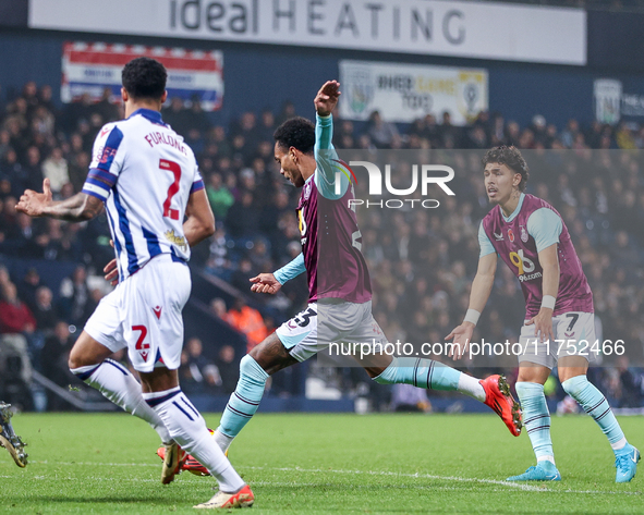 Number 23, Lucas Pires of Burnley, attempts a shot on goal during the Sky Bet Championship match between West Bromwich Albion and Burnley at...