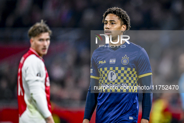 Maccabi Tel Aviv defender Tyrese Asante plays during the match between Ajax and Maccabi Tel Aviv at the Johan Cruijff ArenA for the UEFA Eur...