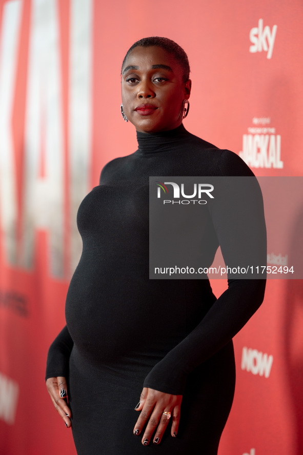 Lashana Lynch attends "The Day of the Jackal" premiere photocall at Villa Wolkonsky in Rome, Italy, on November 7, 2024. 