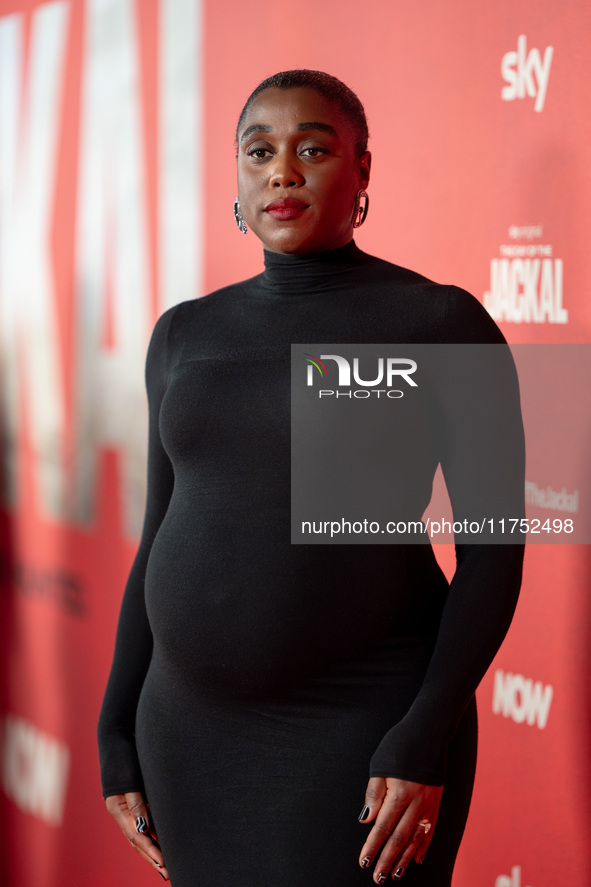 Lashana Lynch attends "The Day of the Jackal" premiere photocall at Villa Wolkonsky in Rome, Italy, on November 7, 2024. 