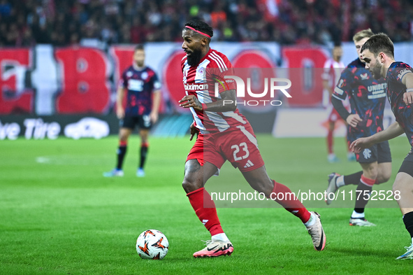 Rodinei of Olympiacos FC plays during the Europa League Matchday 4 match between Olympiacos FC and Rangers at Georgios Karaiskakis Stadium i...