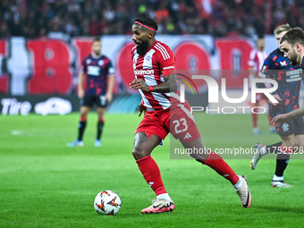 Rodinei of Olympiacos FC plays during the Europa League Matchday 4 match between Olympiacos FC and Rangers at Georgios Karaiskakis Stadium i...