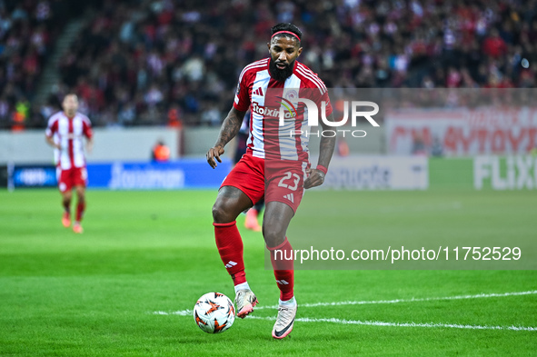 Rodinei of Olympiacos FC plays during the Europa League Matchday 4 match between Olympiacos FC and Rangers at Georgios Karaiskakis Stadium i...