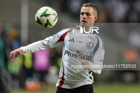 Kacper Chodyna  during UEFA Conference League match Legia Warsaw vs Dinamo Minsk in Warsaw Poland on 7 November 2024. 