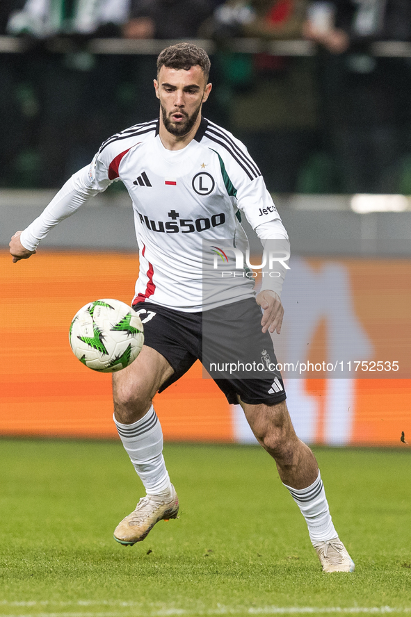 Jurgen Celhaka  during UEFA Conference League match Legia Warsaw vs Dinamo Minsk in Warsaw Poland on 7 November 2024. 