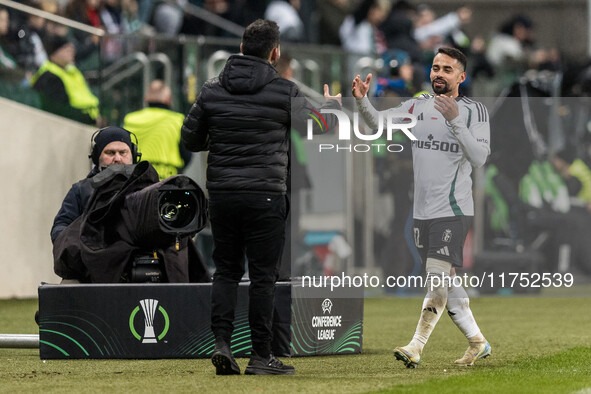 Coach Goncalo Feio , Luquinhas  during UEFA Conference League match Legia Warsaw vs Dinamo Minsk in Warsaw Poland on 7 November 2024. 