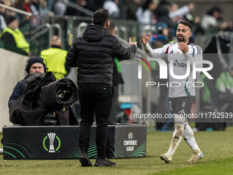 Coach Goncalo Feio , Luquinhas  during UEFA Conference League match Legia Warsaw vs Dinamo Minsk in Warsaw Poland on 7 November 2024. (