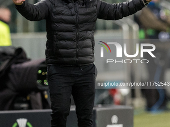 Coach Goncalo Feio  during UEFA Conference League match Legia Warsaw vs Dinamo Minsk in Warsaw Poland on 7 November 2024. (