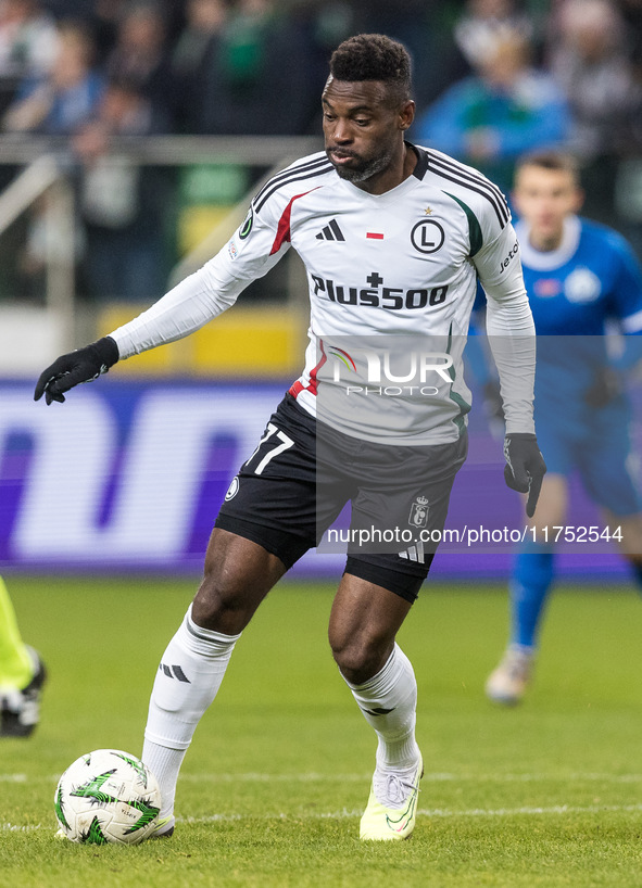 Jean - Pierre Nsame  during UEFA Conference League match Legia Warsaw vs Dinamo Minsk in Warsaw Poland on 7 November 2024. 