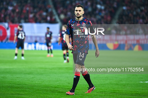 Nedim Bajrami of Rangers plays during the Europa League, Matchday 4 match between Olympiacos FC and Rangers at Georgios Karaiskakis Stadium...