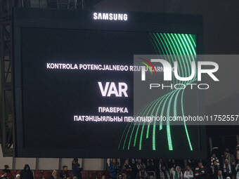 var during UEFA Conference League match Legia Warsaw vs Dinamo Minsk in Warsaw Poland on 7 November 2024. (