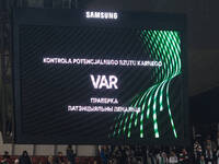 var during UEFA Conference League match Legia Warsaw vs Dinamo Minsk in Warsaw Poland on 7 November 2024. (