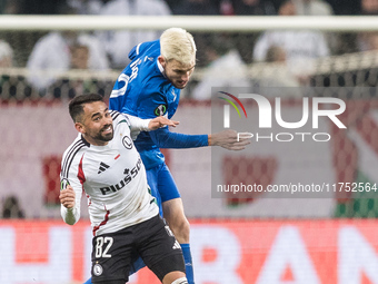 Luquinhas , Vadim Pigas  during UEFA Conference League match Legia Warsaw vs Dinamo Minsk in Warsaw Poland on 7 November 2024. (