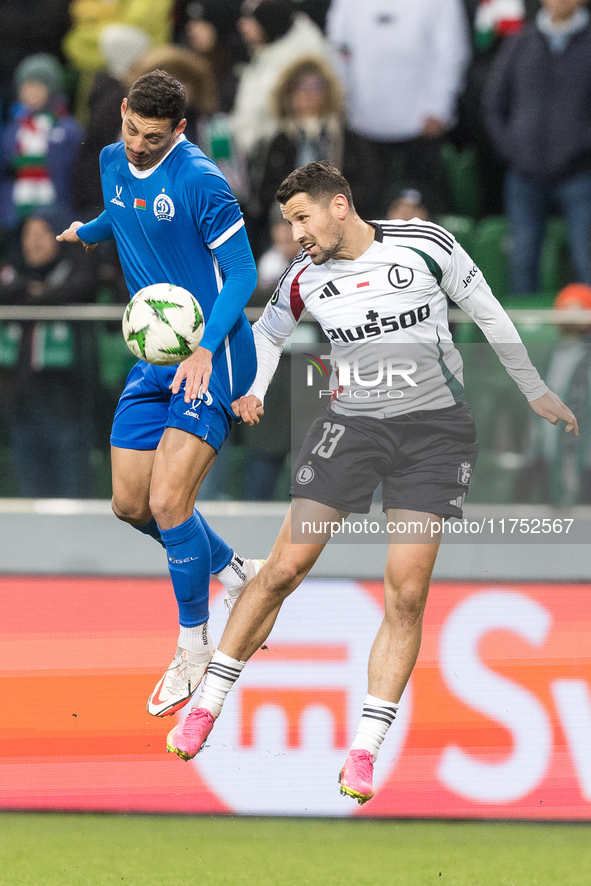 Rai Lopes , Pawel Wszolek  during UEFA Conference League match Legia Warsaw vs Dinamo Minsk in Warsaw Poland on 7 November 2024. 