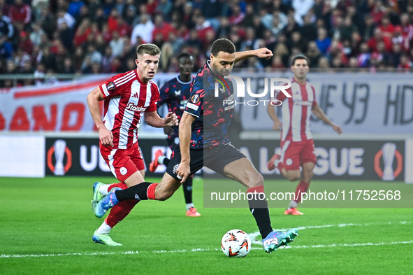 Cyriel Dessers of Rangers plays during the Europa League, Matchday 4 match between Olympiacos FC and Rangers at Georgios Karaiskakis Stadium...