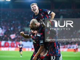 Cyriel Dessers of Rangers celebrates a goal with his teammates during the Europa League, Matchday 4 match between Olympiacos FC and Rangers...