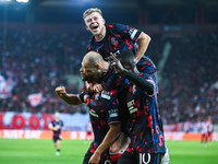 Cyriel Dessers of Rangers celebrates a goal with his teammates during the Europa League, Matchday 4 match between Olympiacos FC and Rangers...