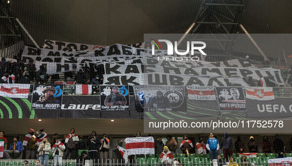 Dinamo fans during UEFA Conference League match Legia Warsaw vs Dinamo Minsk in Warsaw Poland on 7 November 2024. 