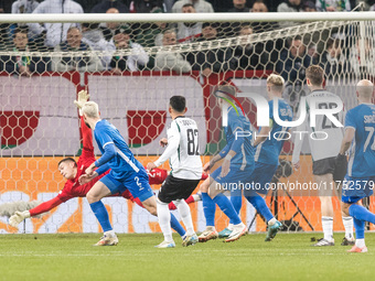 Fedor Lapoukhov , Vadim Pigas , Luquinhas , goal during UEFA Conference League match Legia Warsaw vs Dinamo Minsk in Warsaw Poland on 7 Nove...